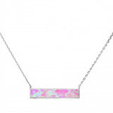 Sterling Silver Pink Opal Bar Necklace