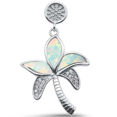 Sterling Silver White Opal Palm Tree Pendant