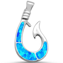 Load image into Gallery viewer, Sterling Silver Blue Opal Fish Hook Pendant