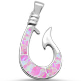 Sterling Silver Pink Opal Fish Hook Charm Pendant