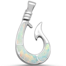 Load image into Gallery viewer, Sterling Silver White Opal Fish Hook Pendant