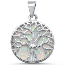 Load image into Gallery viewer, Sterling Silver Round White Opal Tree Of Life Design Pendant