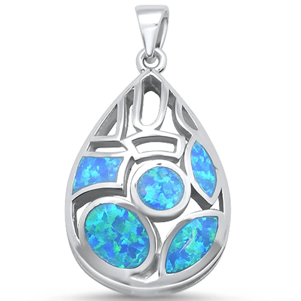 Sterling Silver New Blue Opal Design Pendant