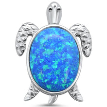 Load image into Gallery viewer, Sterling Silver Blue Opal Oval Turtle Charm Pendant