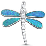 Sterling Silver Blue Opal Dragonfly Charm Pendant