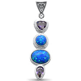 Sterling Silver Blue Opal and Amethyst Pendant