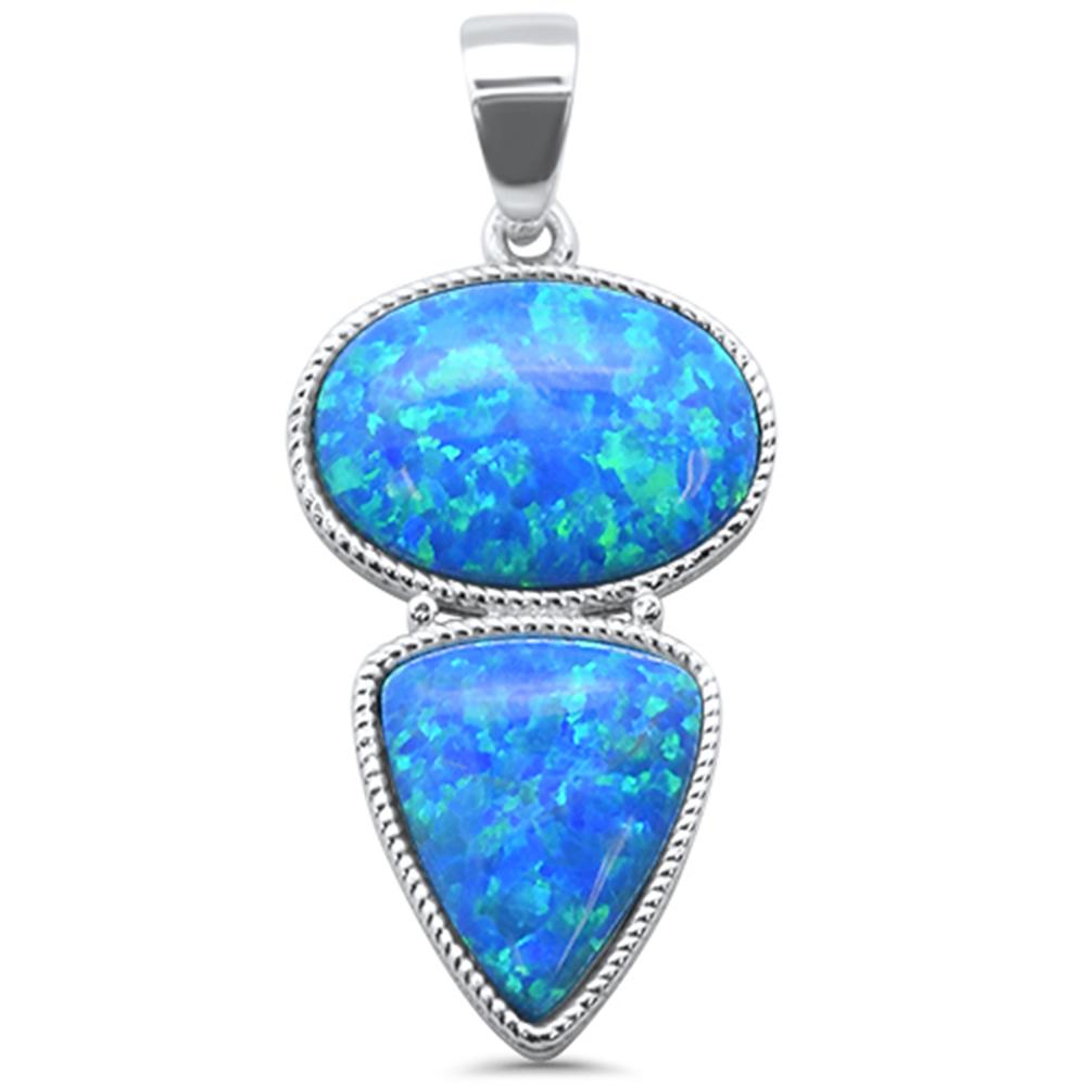 Sterling Silver Blue Opal Charm Pendant