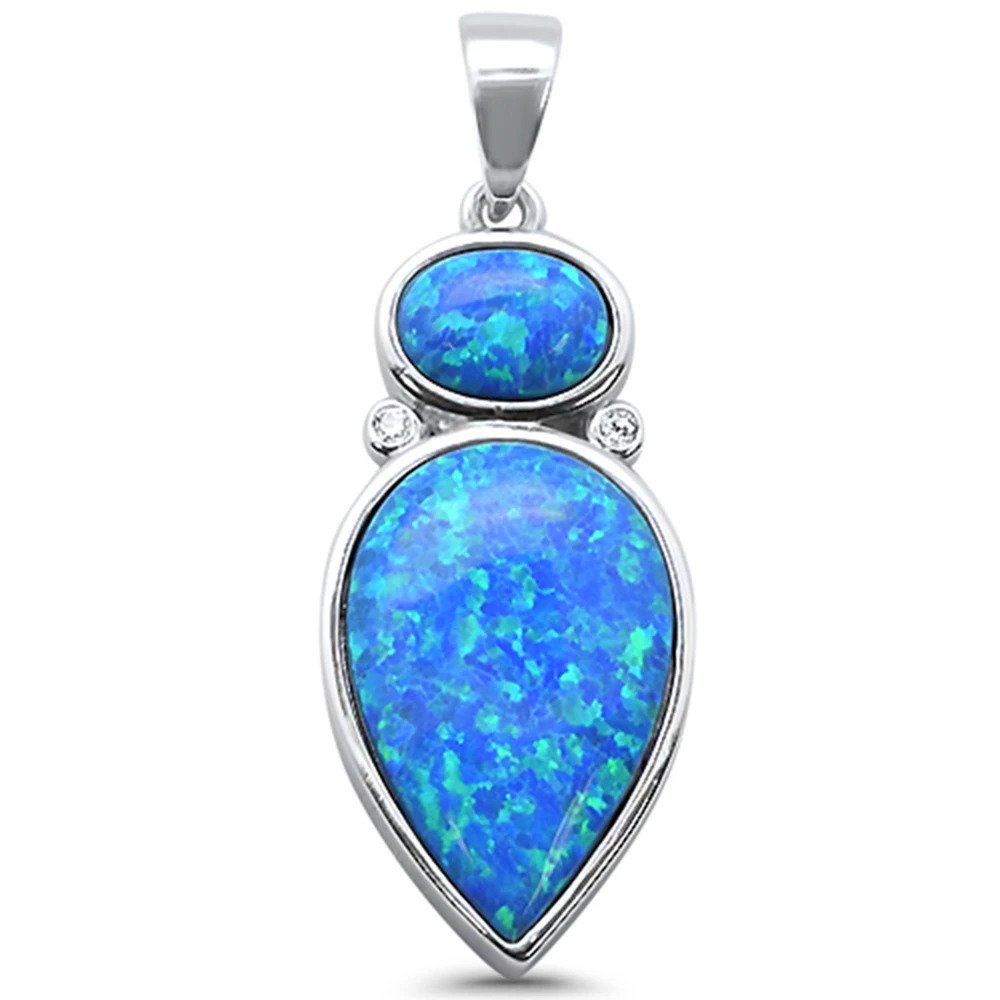 Sterling Silver Blue Opal Charm Pendant