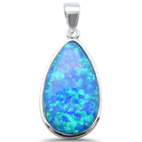 Sterling Silver Blue Opal Pear Charm Pendant