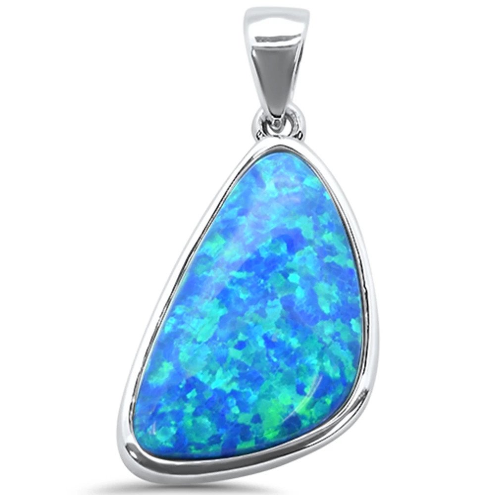 Sterling Silver Blue Opal Charm Pendant