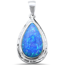 Load image into Gallery viewer, Sterling Silver Pear Blue Opal Charm Pendant