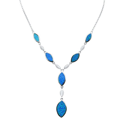 Sterling Silver New Blue Opal Pendant Necklace