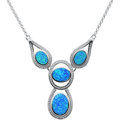 Sterling Silver New Blue Opal Pendant Necklace