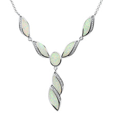 Load image into Gallery viewer, Sterling Silver White Opal And Cubic Zirconia Pendant Necklace