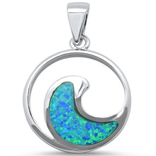 Load image into Gallery viewer, Sterling Silver Blue Opal Ocean Wave Pendant