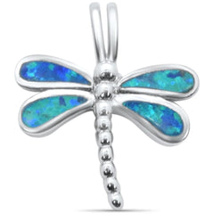 Sterling Silver Blue Opal Dragonfly Charm Pendant