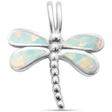 Sterling Silver White Opal Dragonfly Charm Pendant