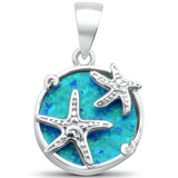 Sterling Silver Blue Opal Starfish Charm Pendant