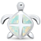 Sterling Silver Cute White Opal Turtle Charm Pendant