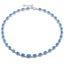 Load image into Gallery viewer, Sterling Silver Blue Opal And Cubic Zirconia Necklace