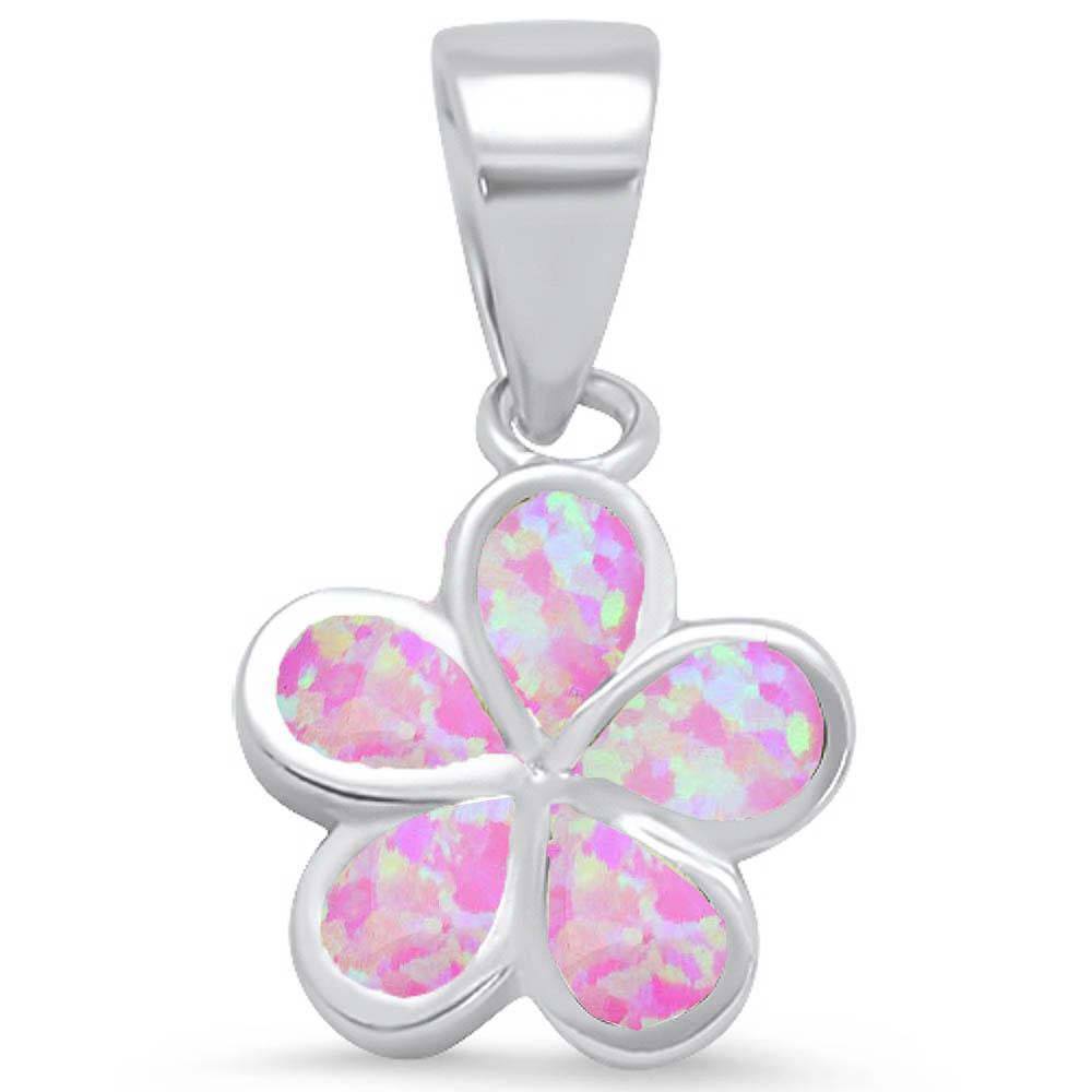 Sterling Silver Pink Opal Plumeria Pendant