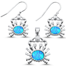 Load image into Gallery viewer, Sterling Silver Blue Opal Crab Earrings And Pendant Set