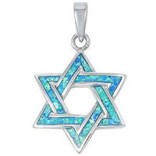 Load image into Gallery viewer, Sterling Silver Blue Opal Star of David Silver Pendant A1381nd Width 32mm