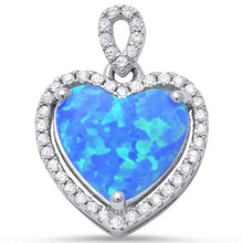 Load image into Gallery viewer, Sterling Silver Blue Fire Opal and Cz Heart Charm AndLength 0.7 Inches