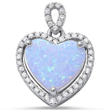 Load image into Gallery viewer, Sterling Silver White Fire Opal and Cz Heart Charm AndLength 0.7 Inches