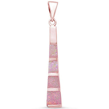 Load image into Gallery viewer, Sterling Silver Rose Gold plated Pink Opal Bar Pendant with CZ Stones
