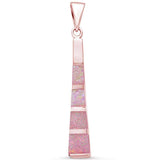 Sterling Silver Rose Gold plated Pink Opal Bar Pendant with CZ Stones