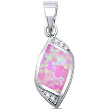 Load image into Gallery viewer, Sterling Silver Unique Lab Created Pink Opal and Cz Pendant