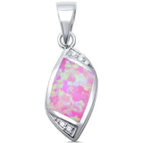 Sterling Silver Unique Lab Created Pink Opal and Cz Pendant