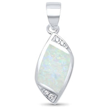 Load image into Gallery viewer, Sterling Silver Unique Lab Created White Opal and Cz Pendant