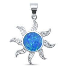 Load image into Gallery viewer, Sterling Silver Cute Blue Opal Sun Ocean Surf Celestial Sun .925  Charm PendantAnd Width 11mm