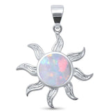 Sterling Silver Cute White Opal Sun Ocean Surf Celestial Sun .925  Charm PendantAnd Width 11mm