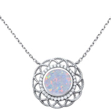 Load image into Gallery viewer, Sterling Silver Fine Filigree White Opal .925 PendantAnd Width 20mmAnd Length 18inches