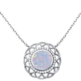 Sterling Silver Fine Filigree White Opal .925 PendantAnd Width 20mmAnd Length 18inches