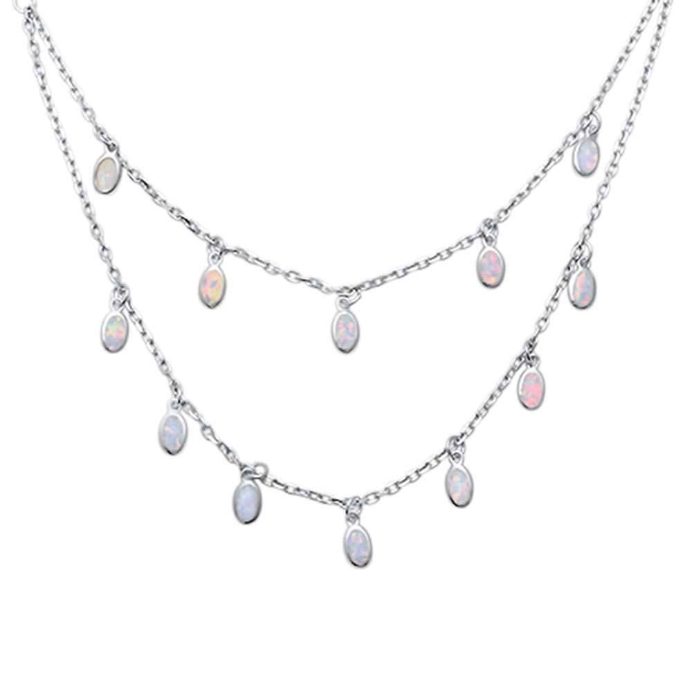 Sterling Silver White Opal Waterfalls Necklace