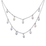 Sterling Silver waterfalls White Lab Opal Necklace