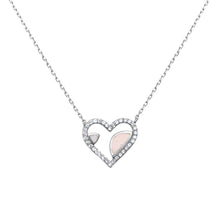 Load image into Gallery viewer, Sterling Silver White Opal and Cubic Zirconia Heart