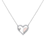 Sterling Silver White Opal and Cubic Zirconia Heart