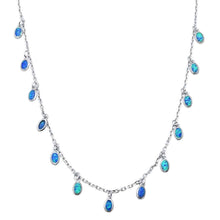 Load image into Gallery viewer, Sterling Silver Blue Opal Waterfalls .925 Necklace with CZ Stones