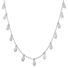Load image into Gallery viewer, Sterling Silver White Opal Waterfalls .925 Necklace with CZ Stones