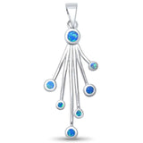 Sterling Silver Blue Opal Waterfalls Pendant with CZ Stones