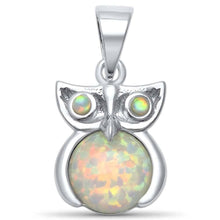 Load image into Gallery viewer, Sterling Silver White Opal Owl Pendant with CZ Stones