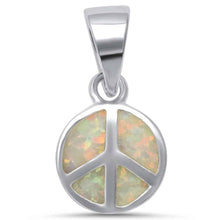 Load image into Gallery viewer, Sterling Silver White Opal Peace Sign Pendant with CZ Stones