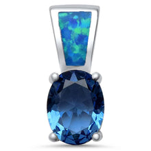 Load image into Gallery viewer, Sterling Silver Blue Opal and Tanzanite Pendant with CZ Stones