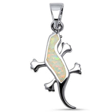 Load image into Gallery viewer, Sterling Silver White Opal Lizard Pendant with CZ Stones
