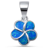 Sterling Silver Blue Opal Flower Pendant with CZ Stones